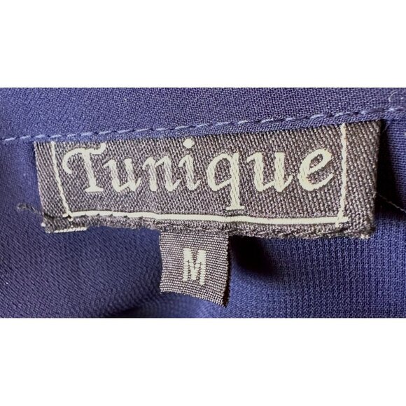 VTG Tunique Tunic Top Medium Floral Embroidery Roll Tab Sleeve Front But… - Picture 12 of 12